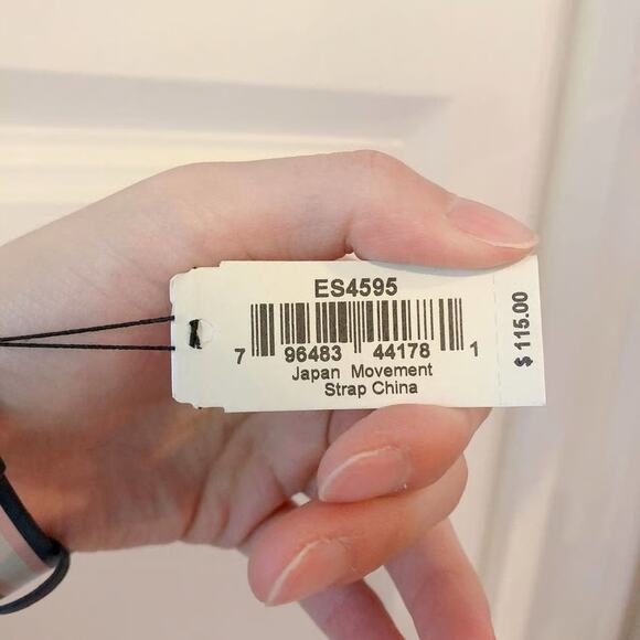 NWT Fossil ES4595 Scarlette Mini Three-Hand Date Striped Navy Leather Watch - Picture 5 of 5